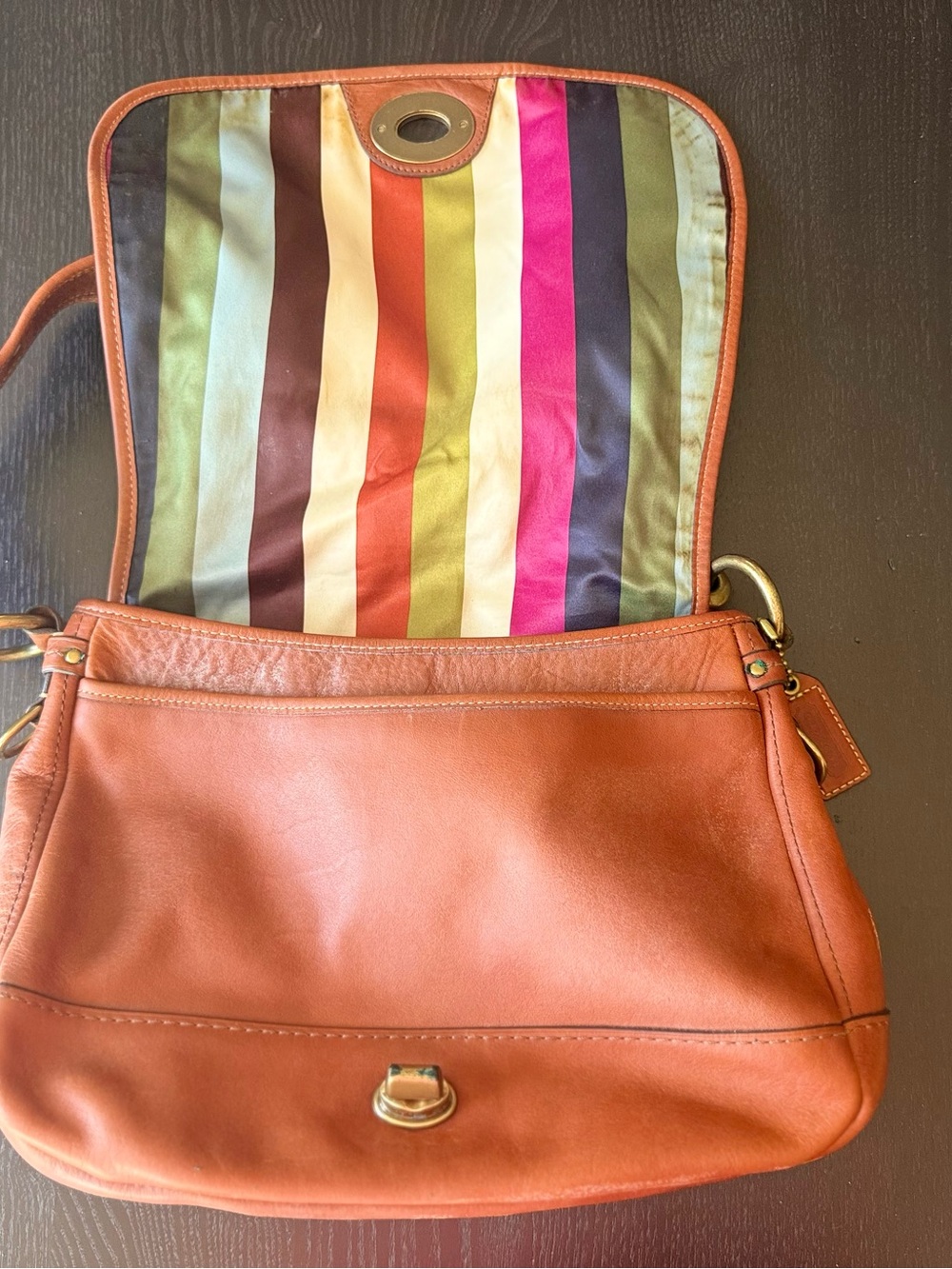 Coach Leather Shoulder Bag in Cognac Brown with Gold Hardware - Picture 5 of 7